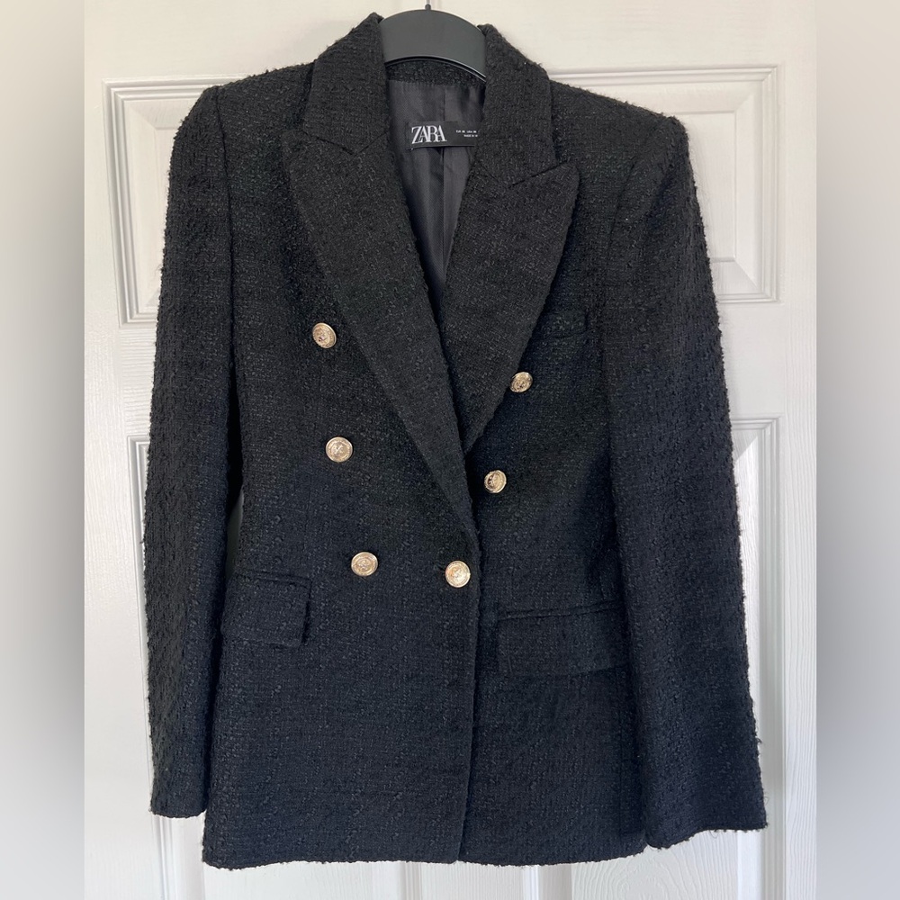 Zara textured double breasted blazer, XS